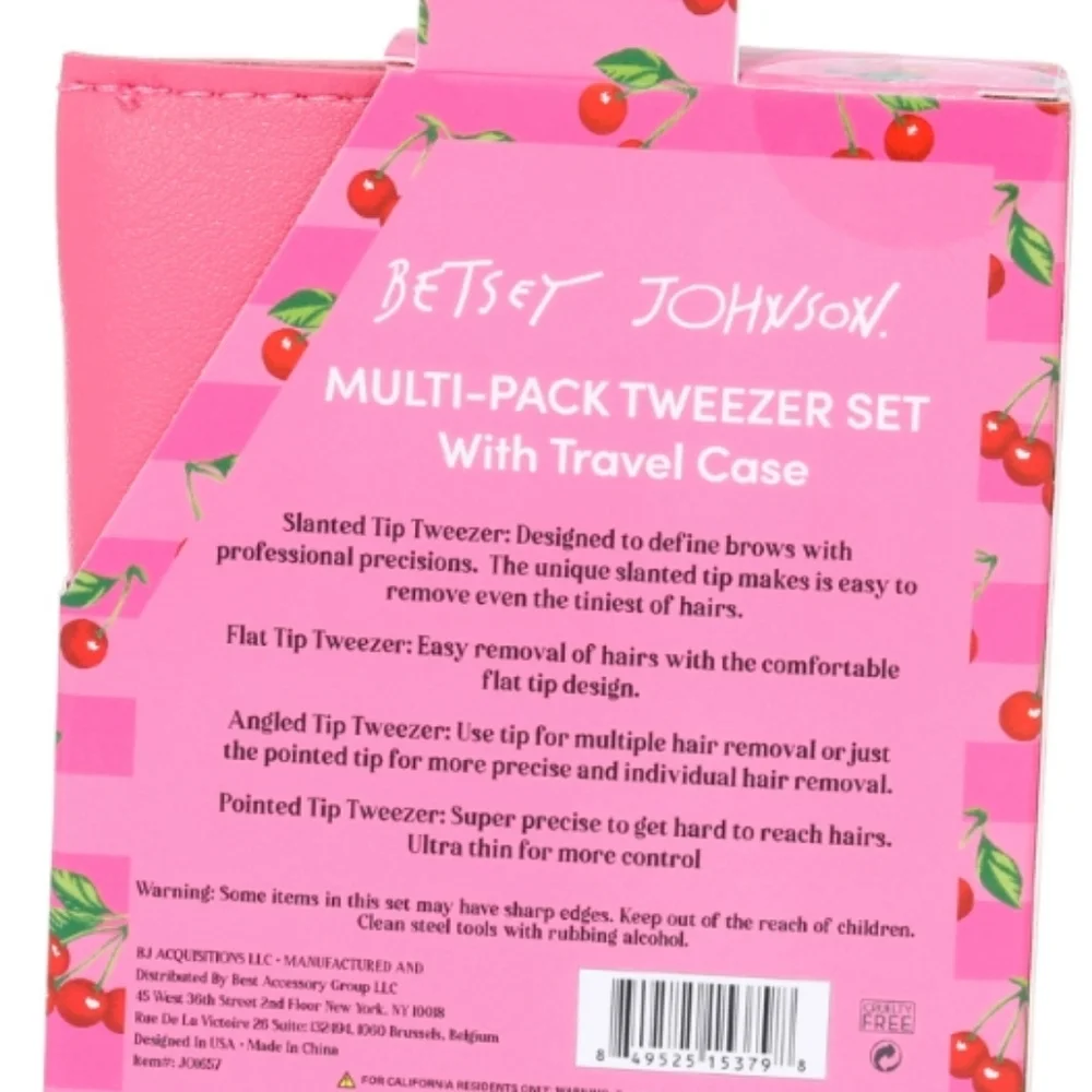 Betsey Johnson Multi-Pack Tweezer Set with Travel Case
